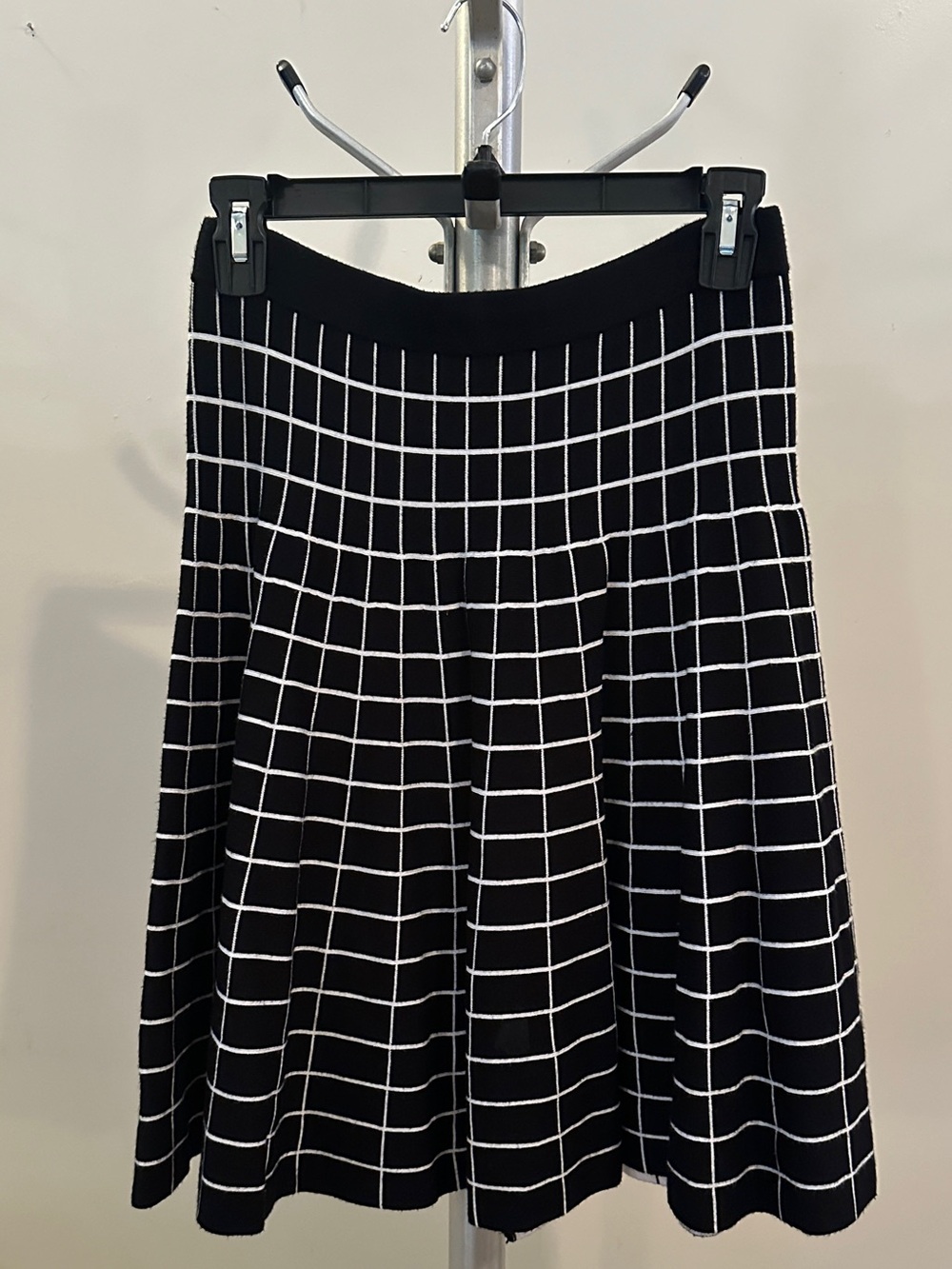 Carmen Marc Valvo Black & White Grid Skater Skirt